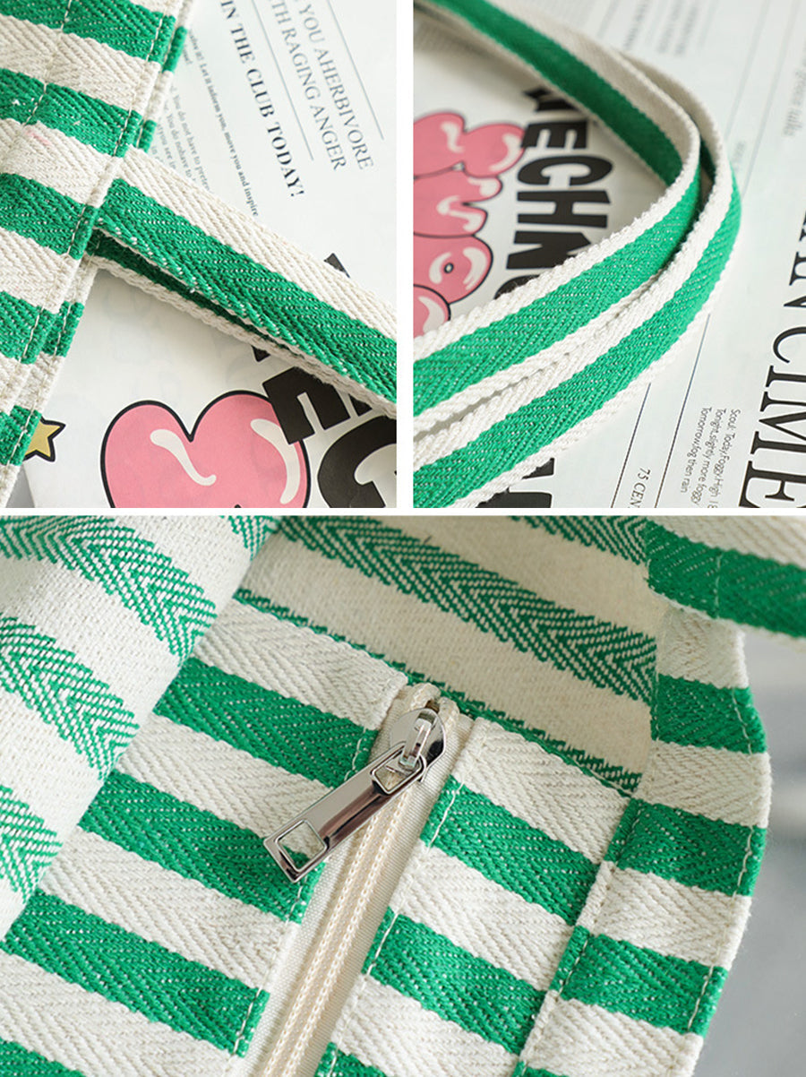 Canvas Stripe Casual Bag Women Shoulder