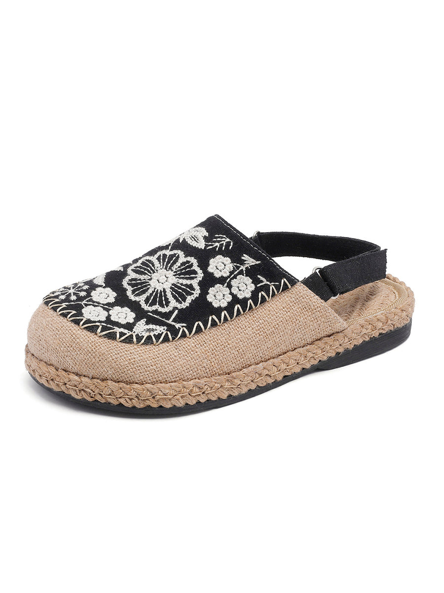 Embroidery Flower Women Linen Ethnic Sandals