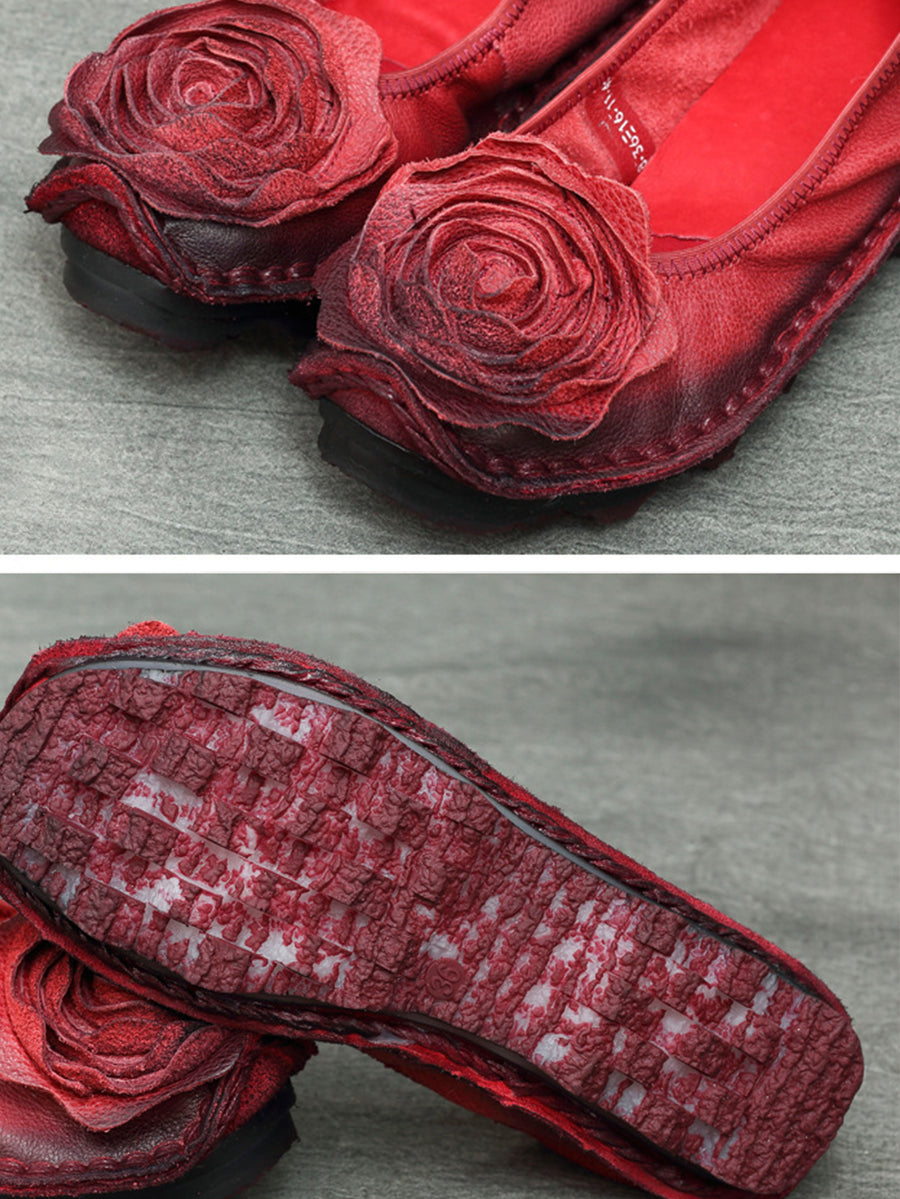 Chaussures d'été en cuir à fleurs vintage pour femmes PP1033