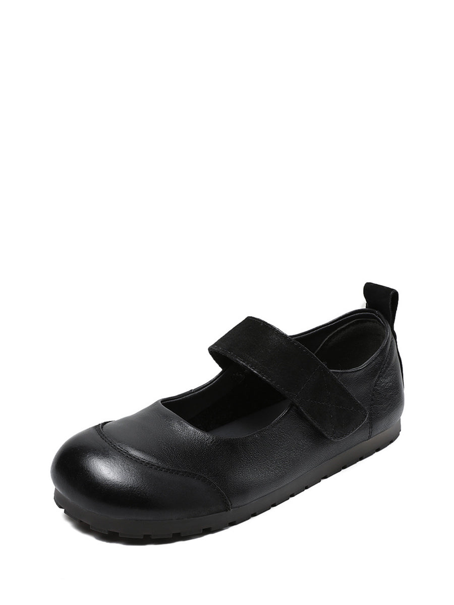 Damen Sommer Weiche Feste Leder Flache Schuhe QW1020