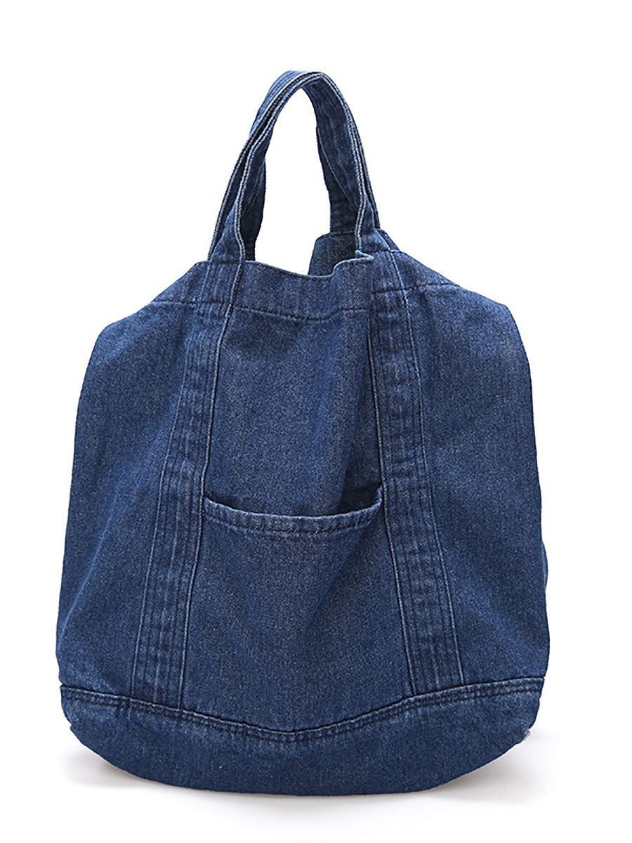 Vintage Solid Denim Spliced Schultertasche Handtasche OP1038