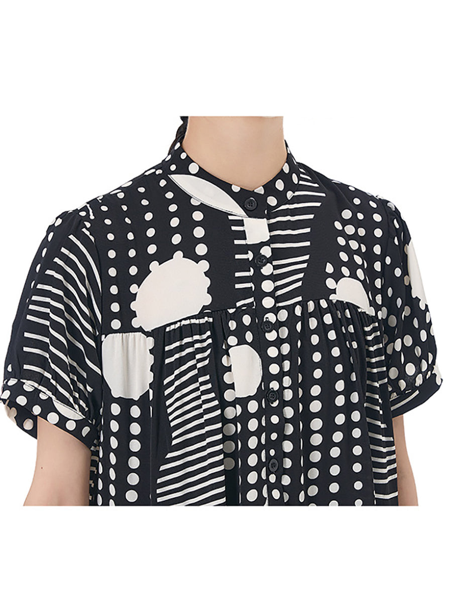 Damen Sommerkleid mit unregelmäßigem Druck und Punkten QW1005