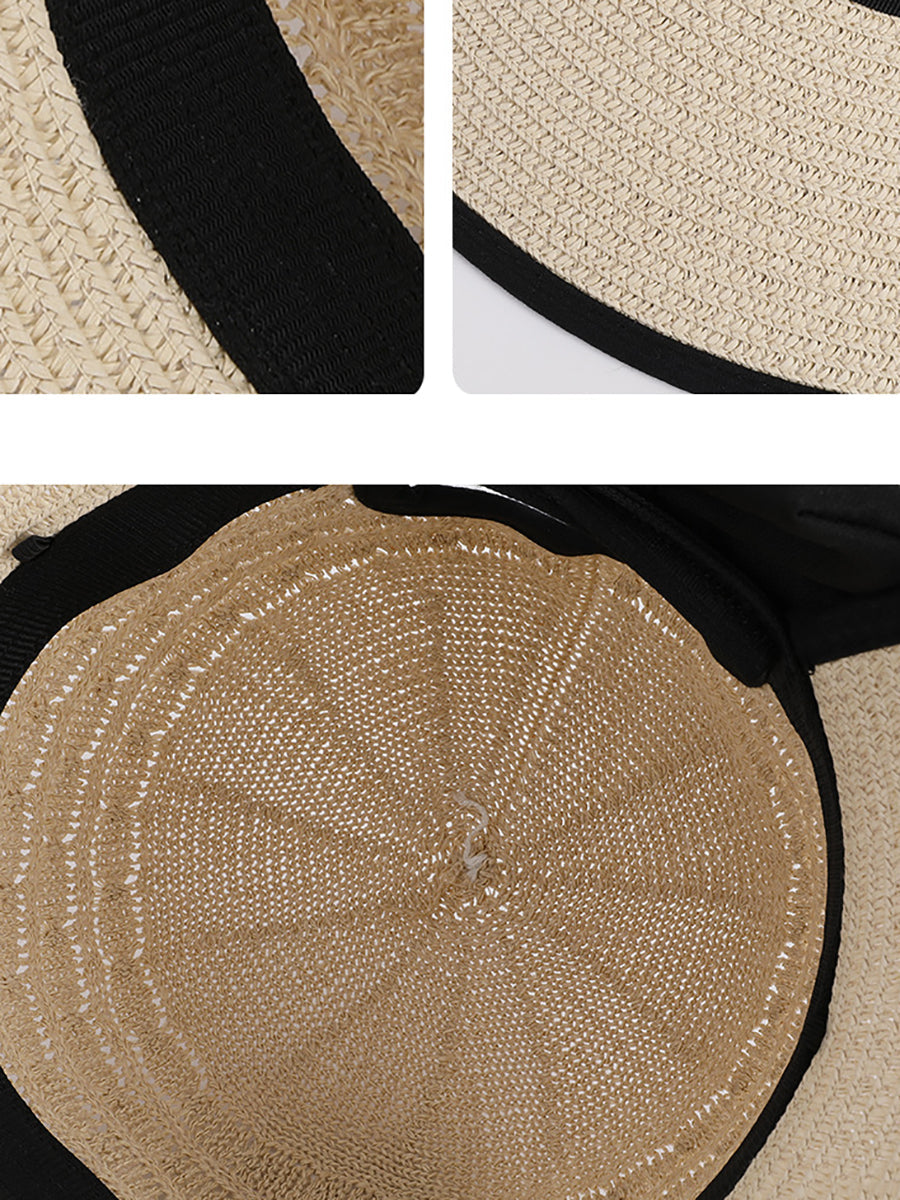 Women Bowknot Sunproof Weave Straw Hat Summer