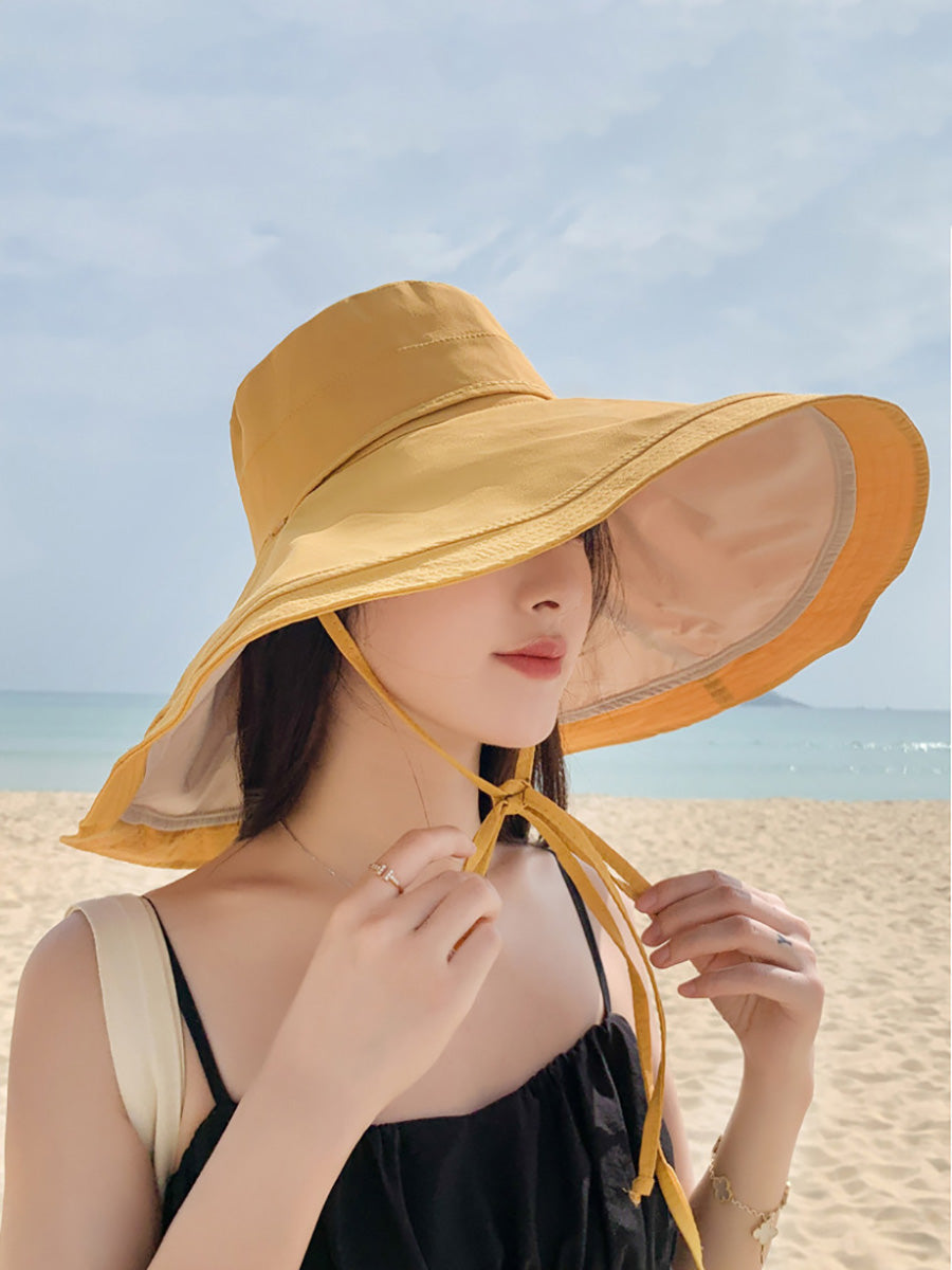 Dual-side Casual Women Brim Wearing Sunproof Hat Large
