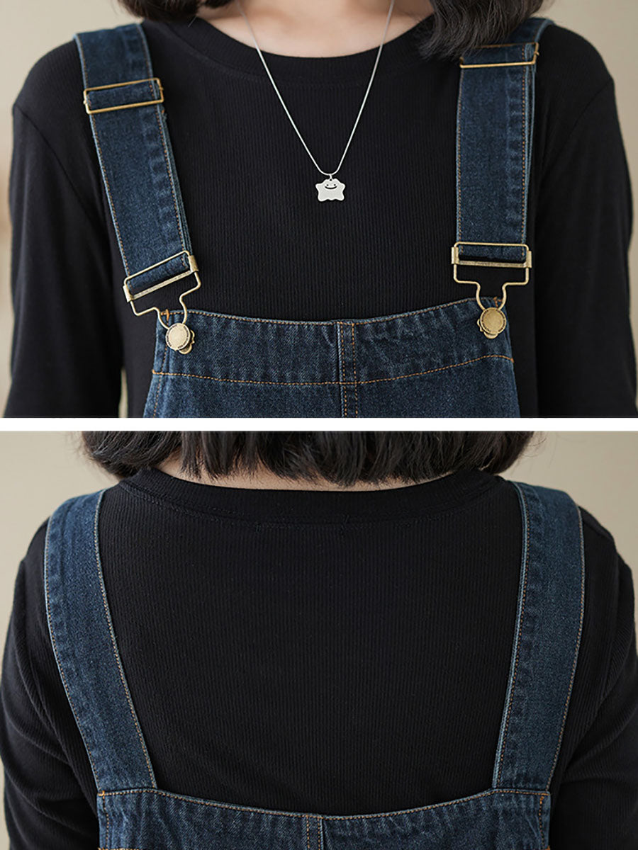 Frauen Herbst Retro Patchwork Denim Tasche Overalls AI1048