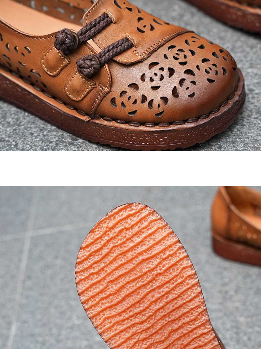 Women Hollow Low Shoes Heel Out Summer Ethnic