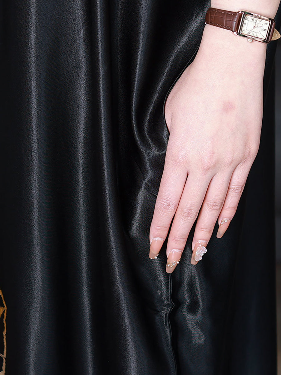 Robe ample en soie fleurie élégante d'été pour femmes XX1003