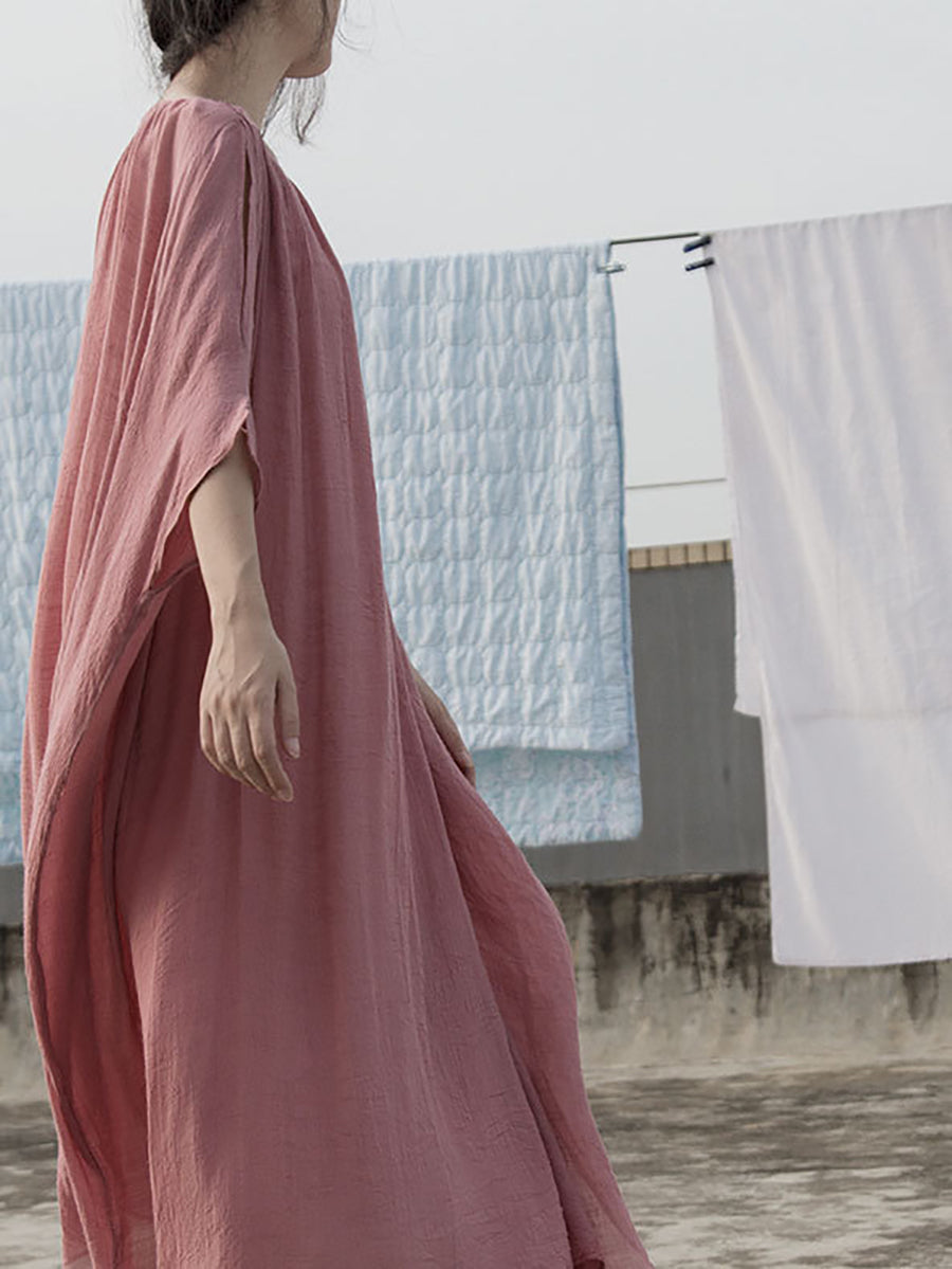 Frauen Sommer Artsy Solide Lose Ärmelloses Kleid RR1002