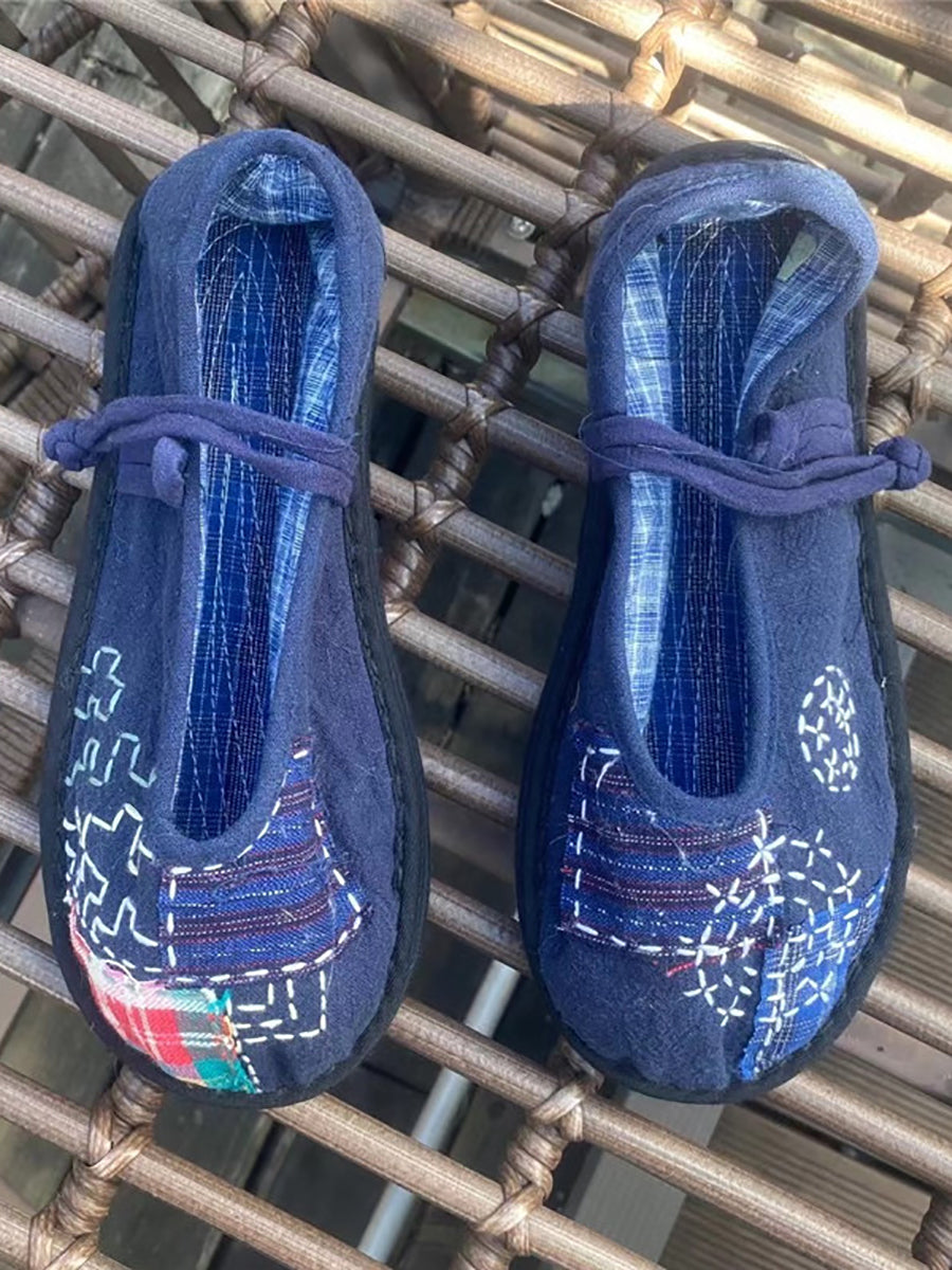 Chaussures plates d'été en tissu vintage pour femmes RR1019