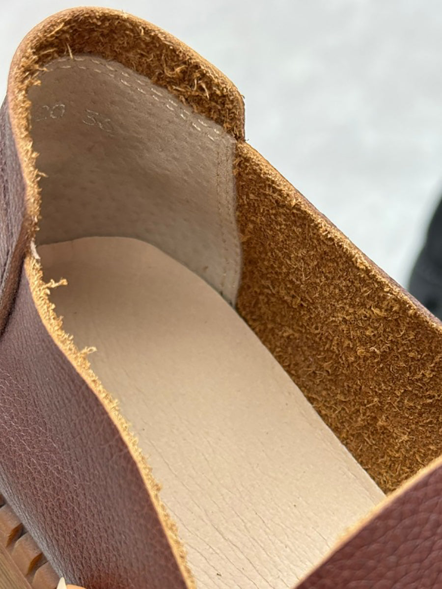Frauen Sommer Solide Retro Plattform Leder Schuhe RR1020