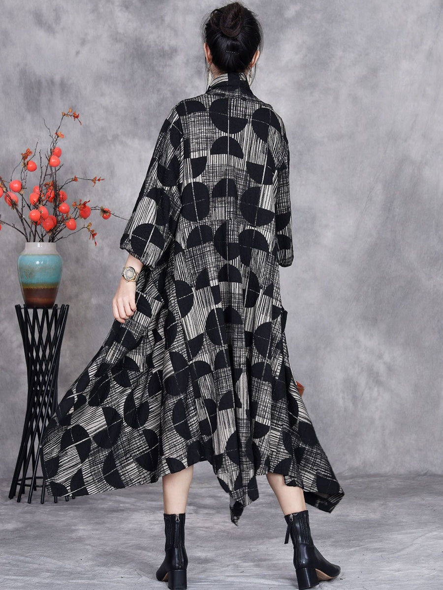 Women Artsy Autumn Irregular Semicircle Loose Coat AX1058