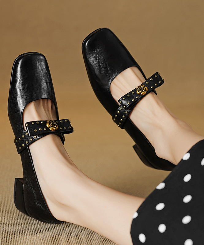 Splicing Chunky Loafer Black Sheepskin 2025 Shoes Bow Rivet