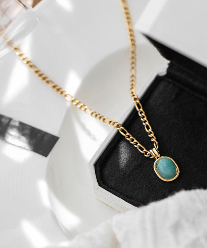 Overgild Pendant Stone Stainless 2025 Gem Gold New Necklace Steel