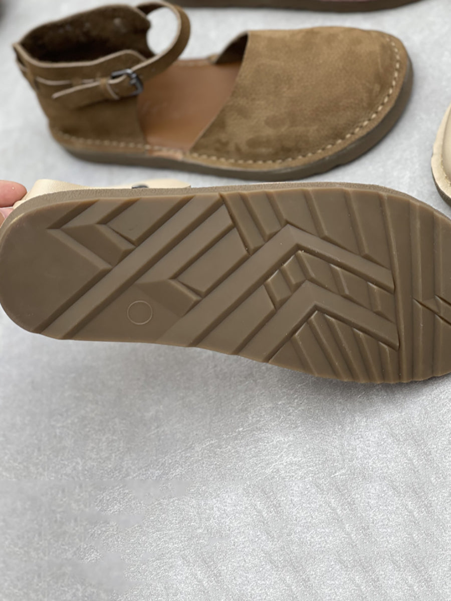 Flat Women Summer Leather Sandals Genuine