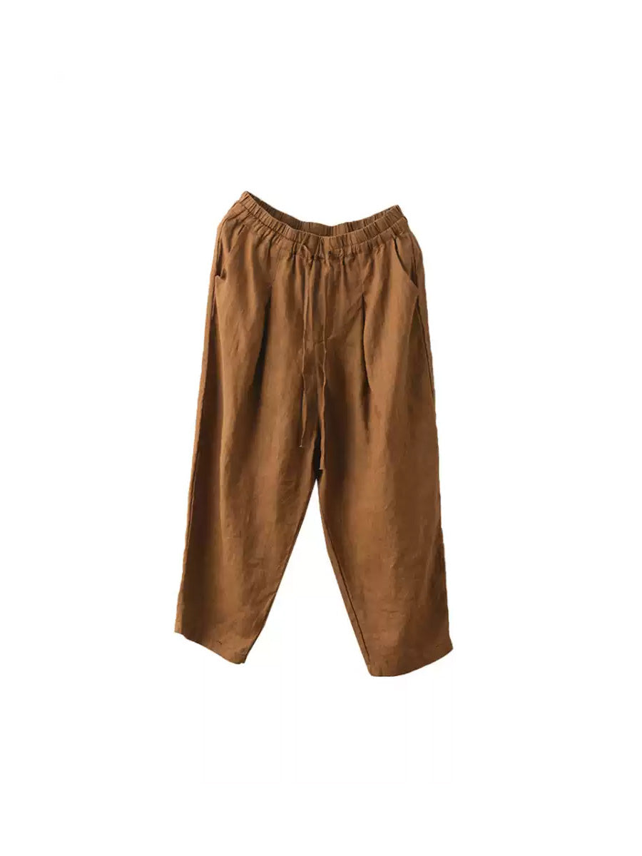 100%Linen Harem Pants Summer Color Pure Women