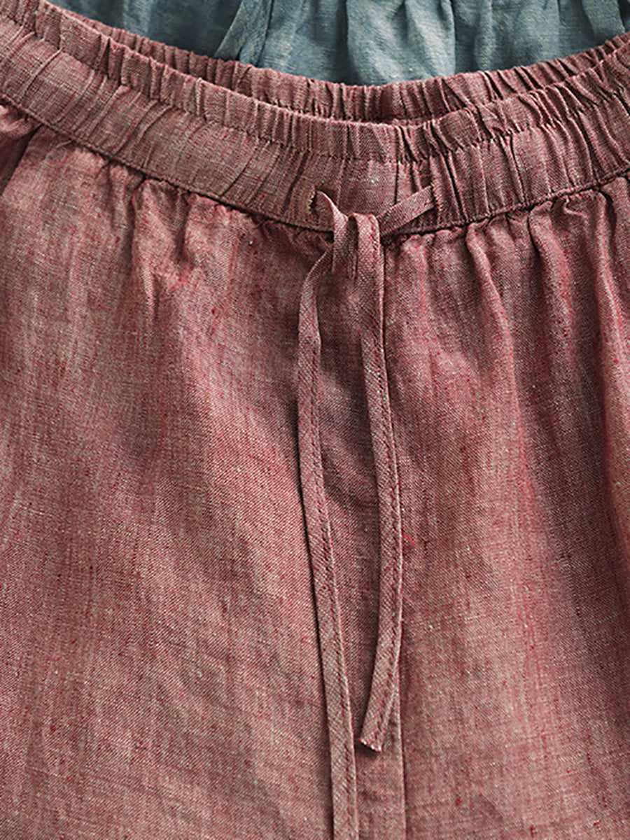 Harem Retro Summer Pure Pants Women Color 100%Linen