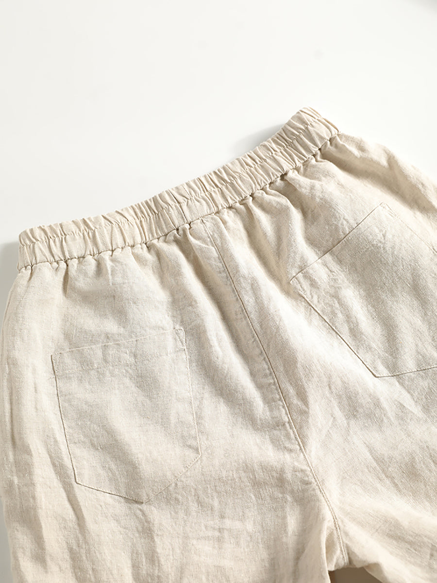 Color Pure Harem Summer Women Pants Casual 100%Linen