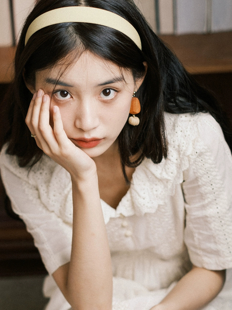 Earrings Wooden Women Weave Bohemia Ball Straw