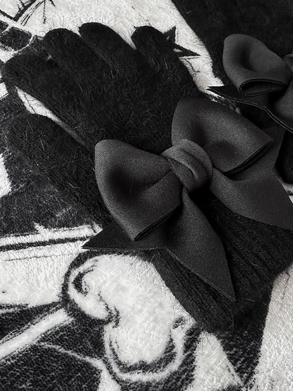 Black Details Bowknot Gloves Finger Pads Gothic at Cutout