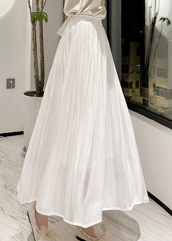 Italienische Aprikosen-Röcke aus zerknitterter Seide mit hoher Taille, Frühling TT1003