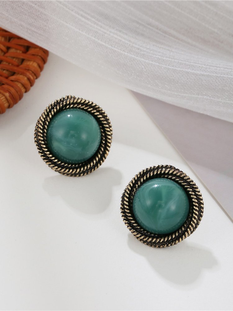 Boucles d'oreilles rondes turquoise vintage bijoux ethniques pour femmes cc21