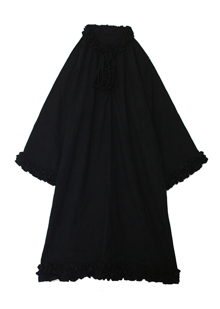 Patchwork Black Design Spring Original Dress Ruffled Cotton