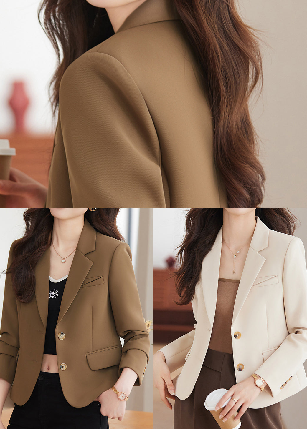 Apricot Silm Fit Formal Coats Notched Collar Spring YJ013