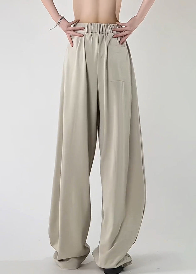 Ice Beige Design Pockets Silk Pants Original Summer Men Art