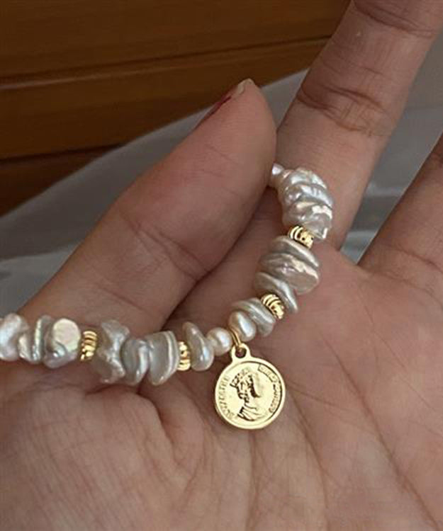 Bracelet à breloques en argent avec perles et petits morceaux de perles Art Gold Hand GH1027