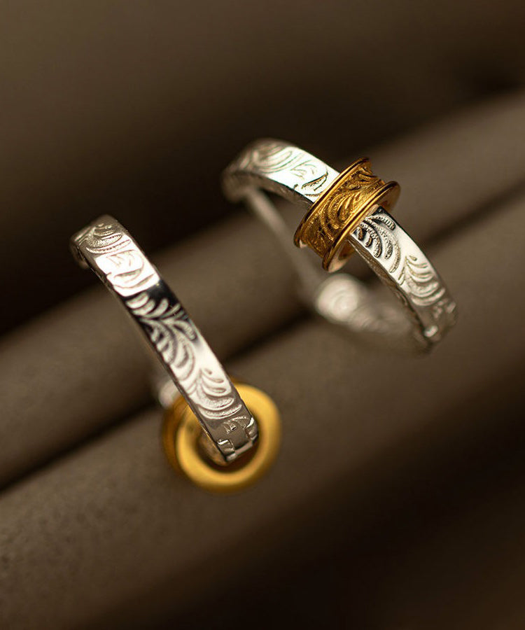 Sterling Gold Art Overgild Earrings Hoop Silver