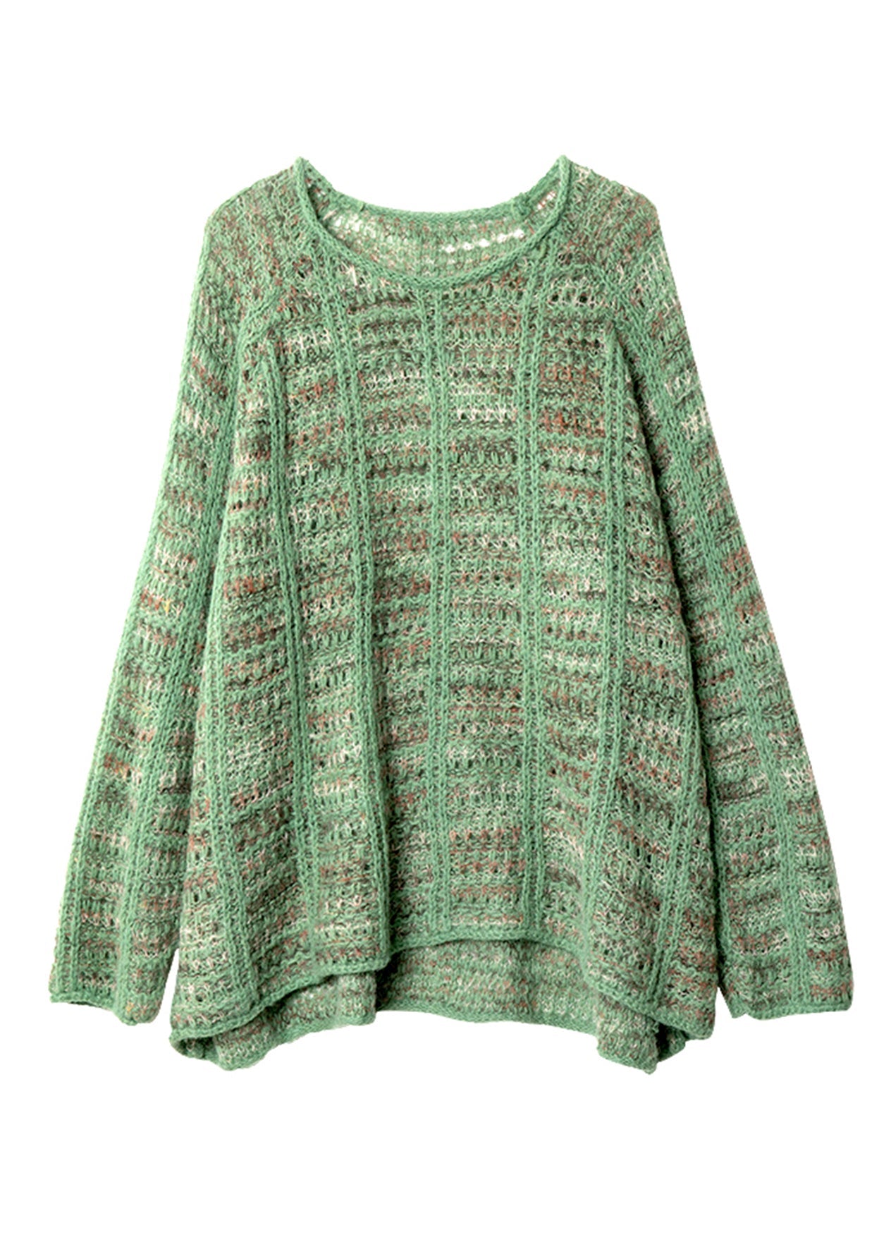 Knit Sweaters Art Hollow Batwing Cotton Green Sleeve Out Cozy