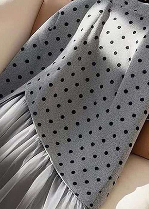 Waist Tulle Grey Spring High Art Patchwork Dot Skirts