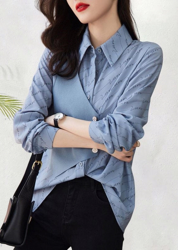 Asymmetrical Patchwork Blouse Cotton Print Art Fall Khaki