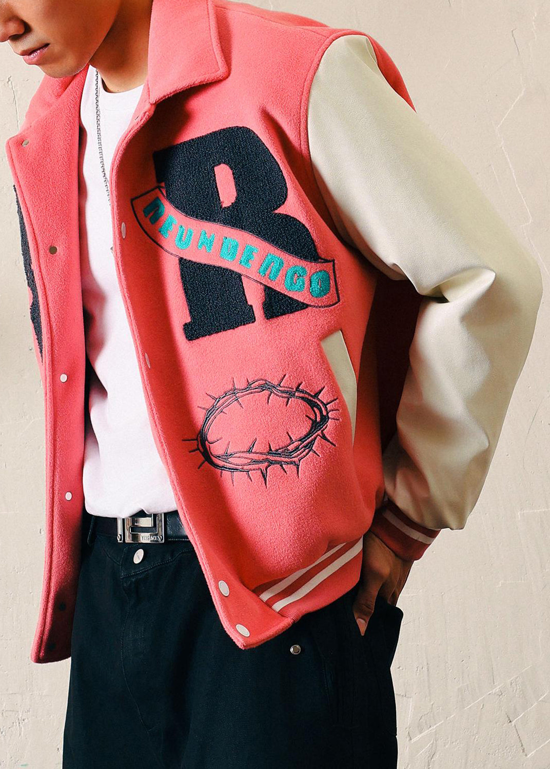 Art Yellow Embroideried Pockets Patchwork Men Parka Spring TC012