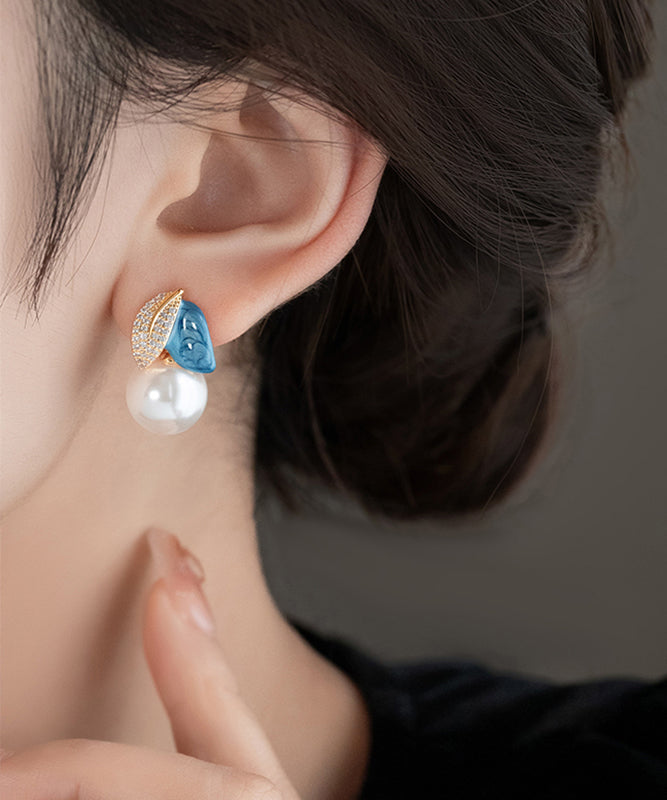 Drop Enamel Asymmetric BlueCopper Glaze Beautiful Pearl Zircon