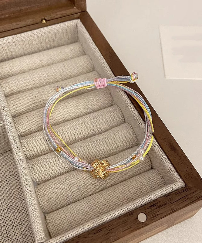 Beautiful Multicolored Rainbow Bracelet Charm Floral Weaving