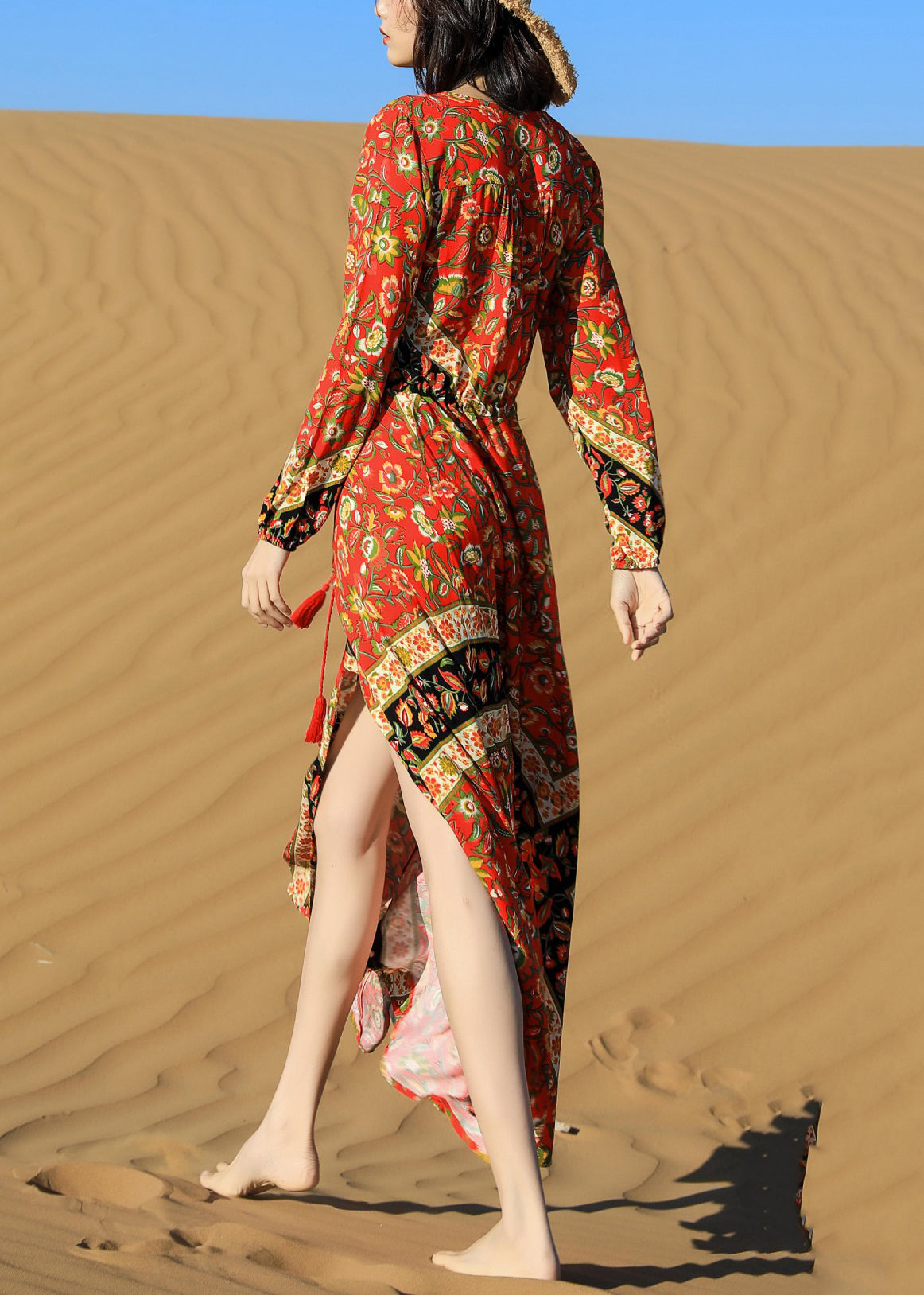 Up Print Lace Dress Beautiful Long Fall Red Pockets