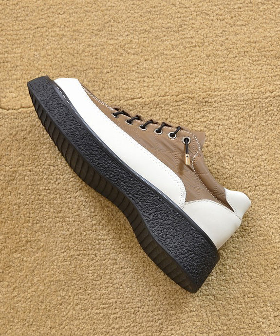 Comfortable Faux For Loafers Women Splicing Leather Beige