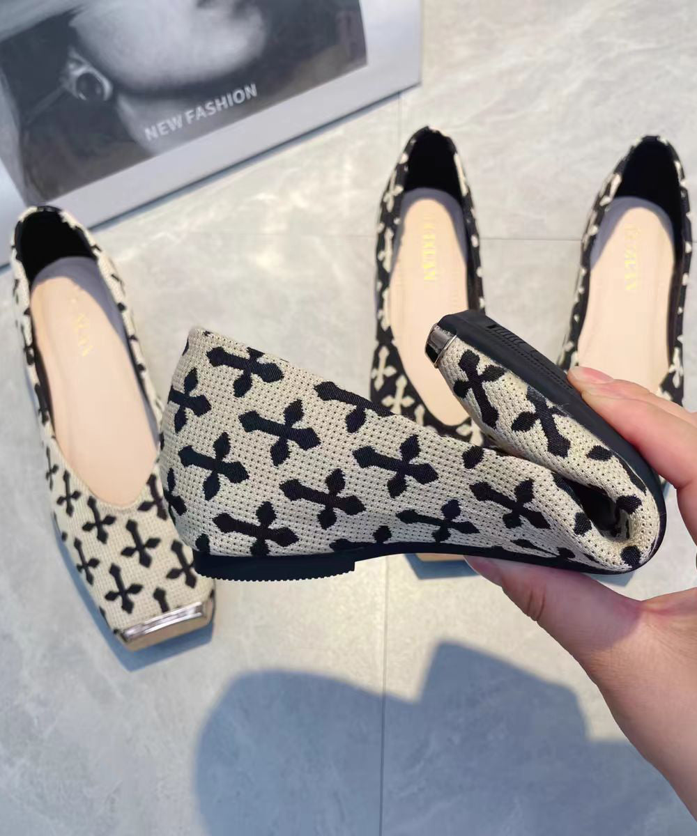 Shoes Cotton Feet Fabric Print Beige 2025 Flat New