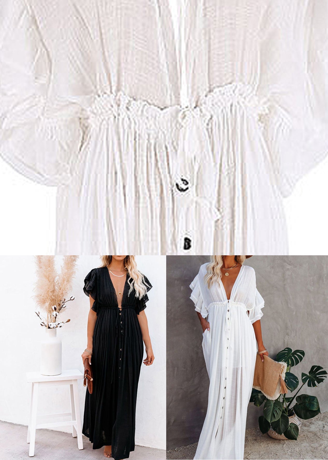 Dress Patchwork Black Summer Ruffled Solid Long