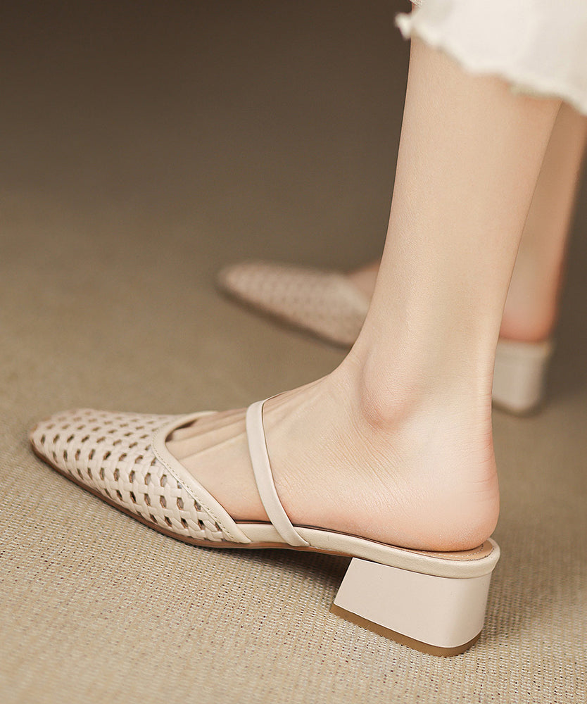 Slide Chunky Boutique Black Out Hollow Sandals Splicing