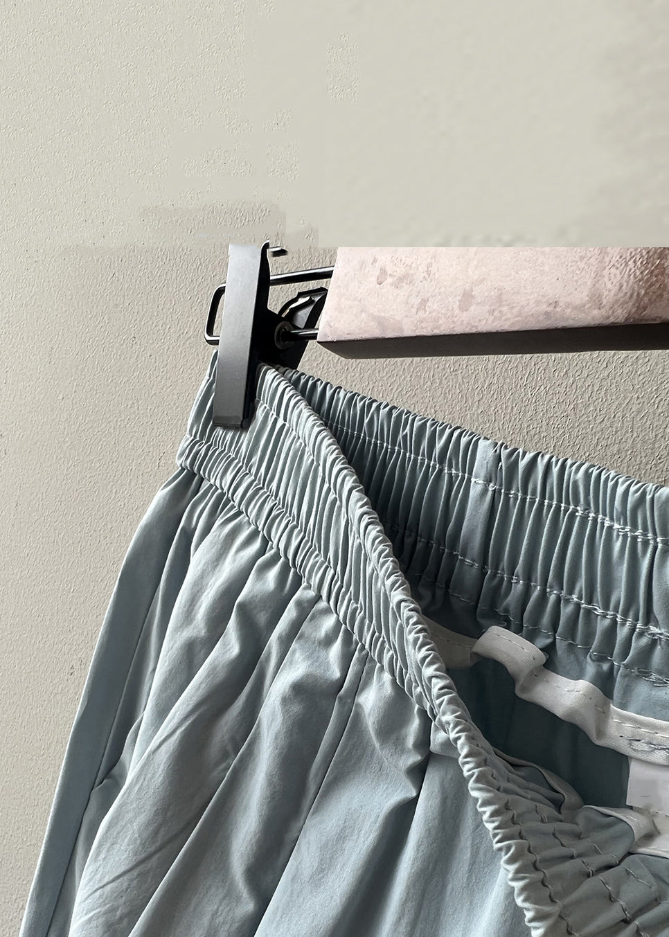 Blue Solid Loose Cotton Crop Pants Elastic Waist Summer YH001