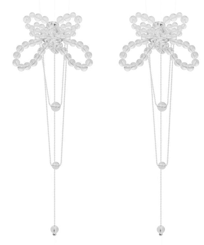 Butterfly Bohemian White Alloy Drop Tassel Crystal Earrings