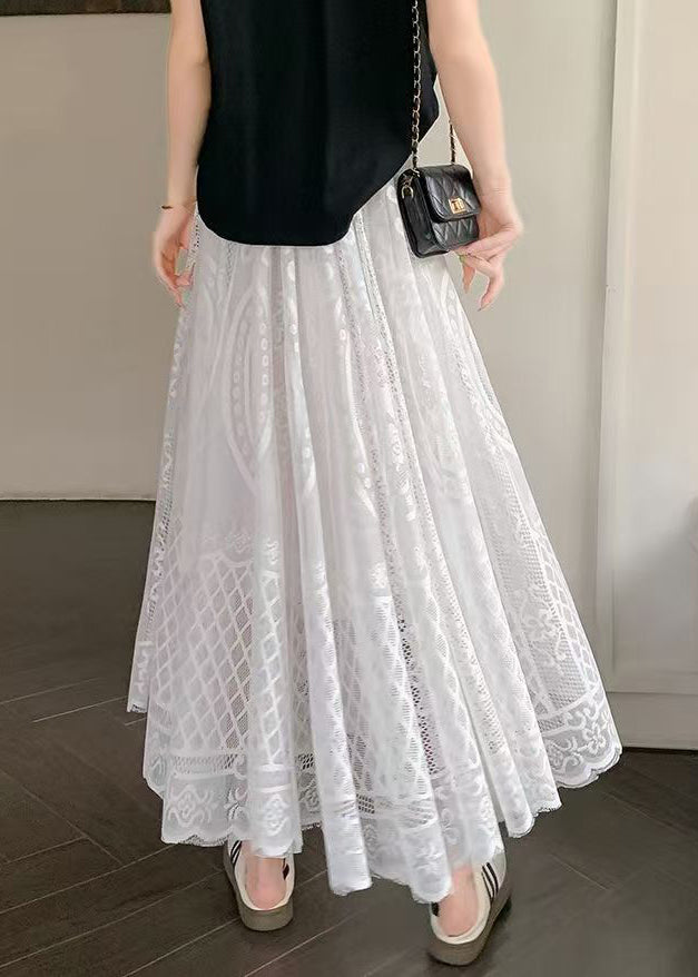 Hollow Out Skirt High Lace White Waist Bohemian