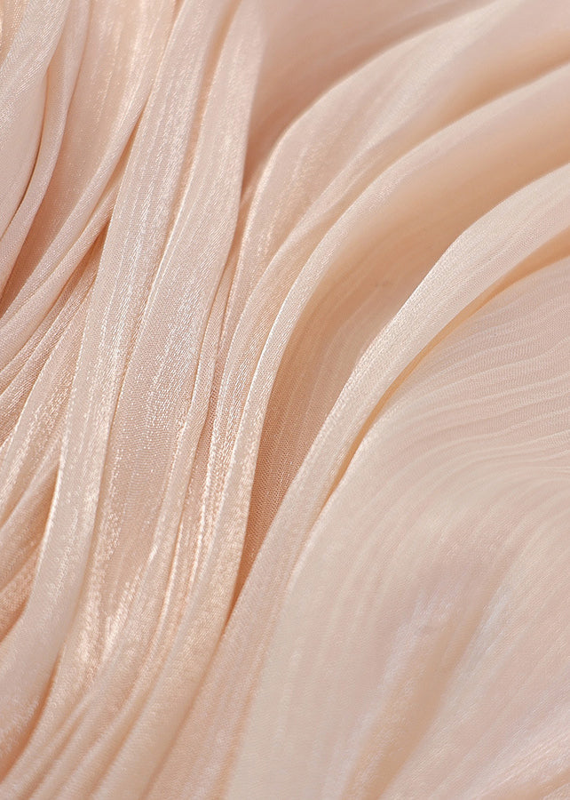 Apricot Boho Sleeve Chiffon Work Dress Wrinkled Puff Summer