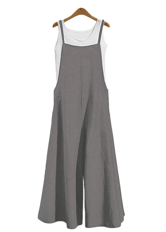 Neck Boho Jumpsuit Sleeveless Solid Green Slash Army