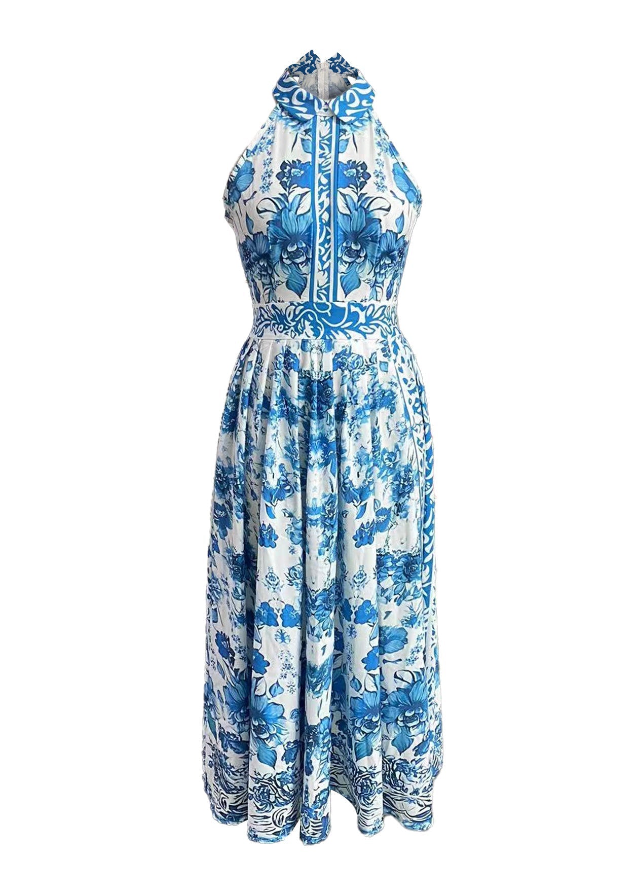 Peter Blue Collar Summer Pan Boho Dress Baby Print Maxi