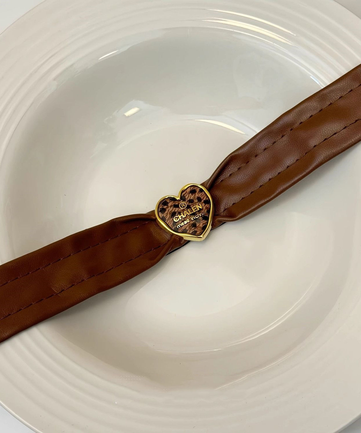 Boho Love Choker Leather Patchwork Brown