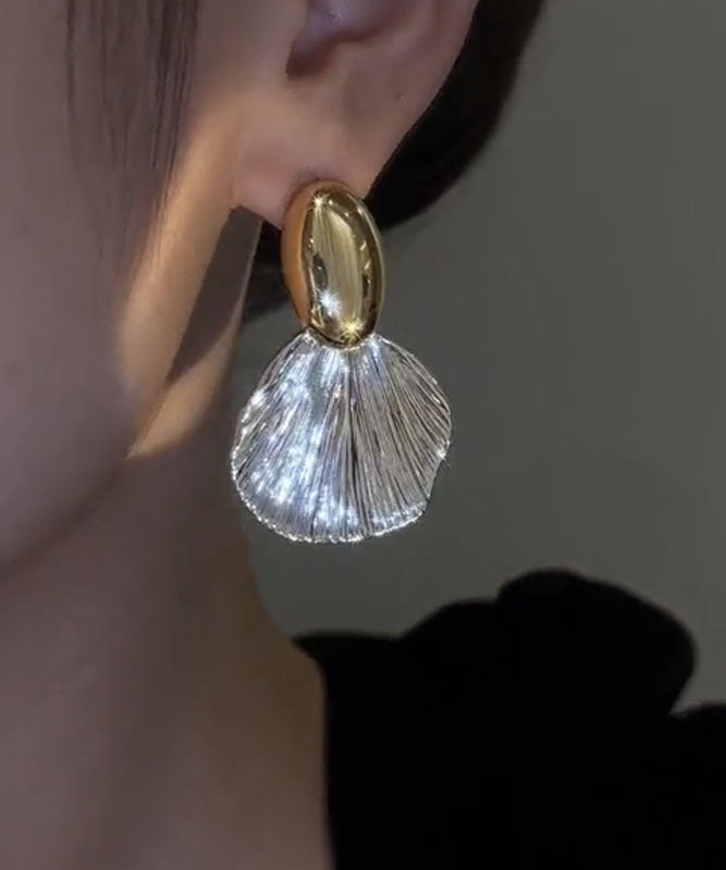 Boho Copper Earrings Alloy Drop Gold Leaf