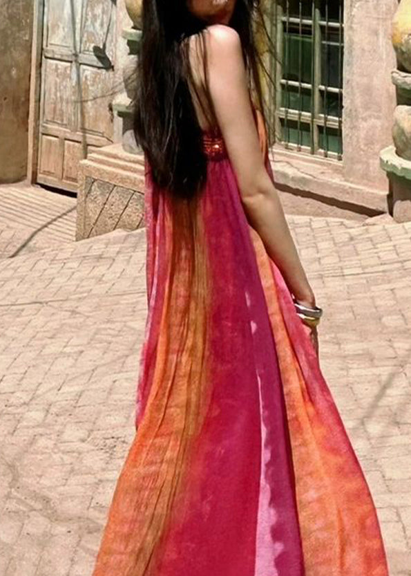 Boho Tie Dye Vacation Dresses Sleeveless YZ031